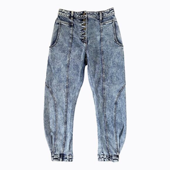 Ulla Johnson Brodie Acid Wash Barrel Balloon Jeans Button-Fly Tapered Hem Sz 4 - Picture 1 of 9